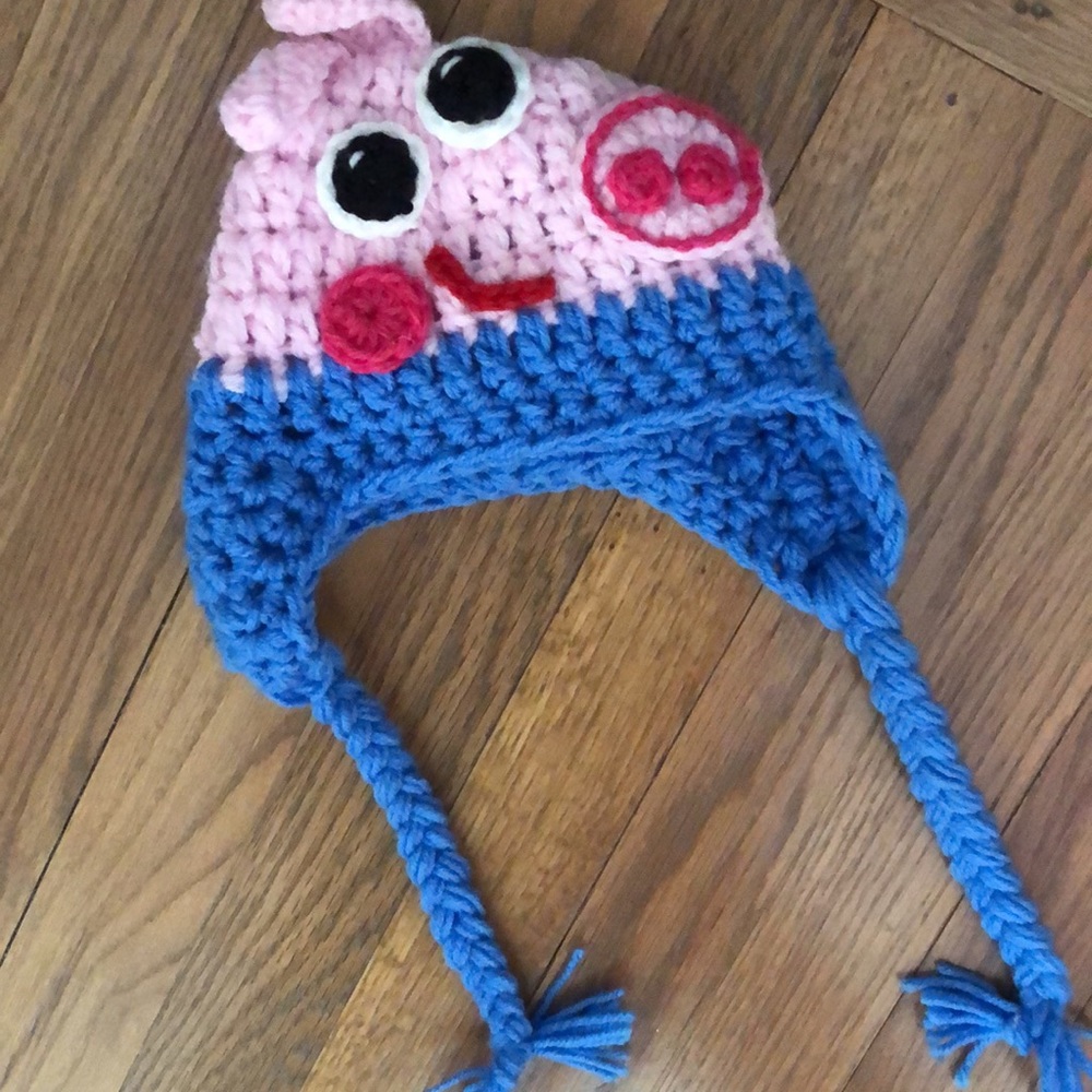 Peppa Pig George crotchet hat, tail, and bow tie